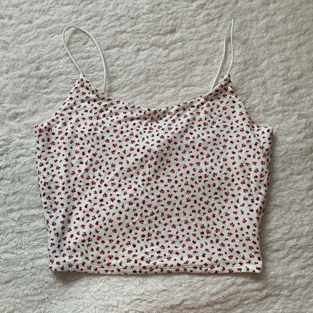 GARAGE white floral tank top